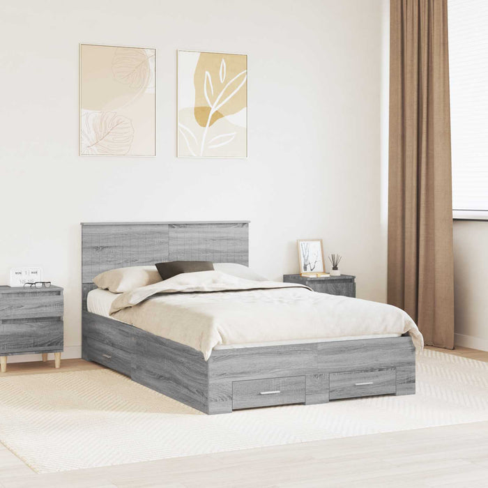Cadru de pat cu headboard Gri Sonoma 120 x 190 cm Lemn compozit - WALTI WALTI