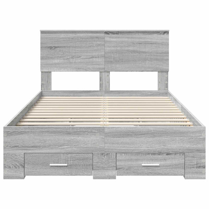 Cadru de pat cu headboard Gri Sonoma 120 x 190 cm Lemn compozit - WALTI WALTI