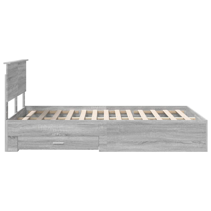 Cadru de pat cu headboard Gri Sonoma 120 x 190 cm Lemn compozit - WALTI WALTI