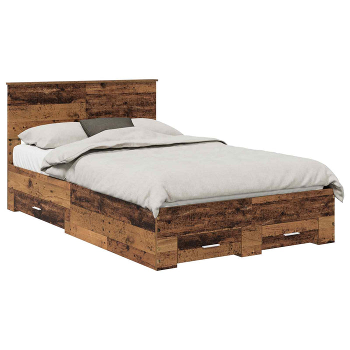 Cadru de pat cu sertar cu headboard cu depozitare Lemn compozit - WALTI WALTI
