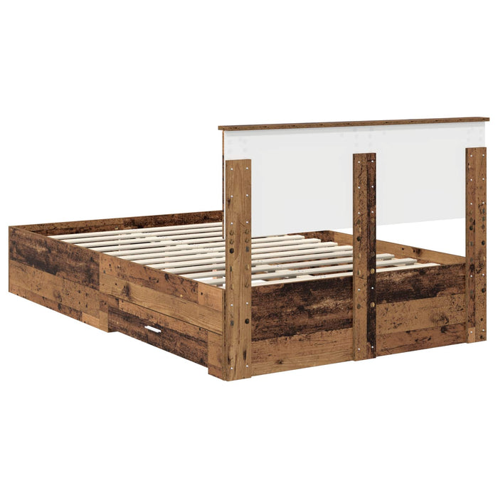 Cadru de pat cu sertar cu headboard cu depozitare Lemn compozit - WALTI WALTI