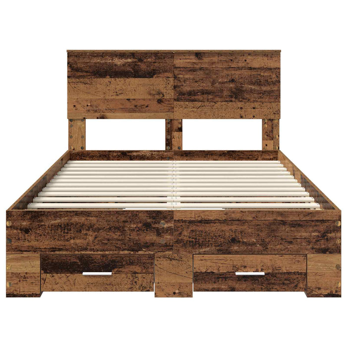Cadru de pat cu sertar cu headboard cu depozitare Lemn compozit - WALTI WALTI