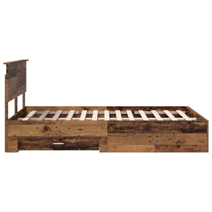 Cadru de pat cu sertar cu headboard cu depozitare Lemn compozit - WALTI WALTI