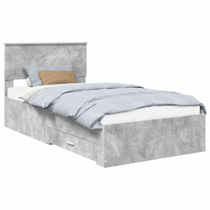 Cadru de pat cu sertar Gri din beton 100 x 200 cm Lemn compozit - WALTI WALTI