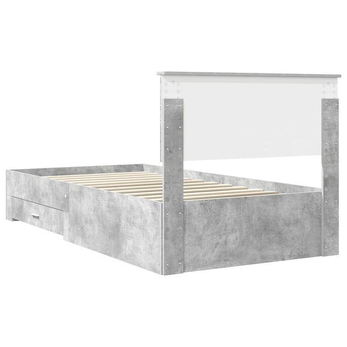 Cadru de pat cu sertar Gri din beton 100 x 200 cm Lemn compozit - WALTI WALTI