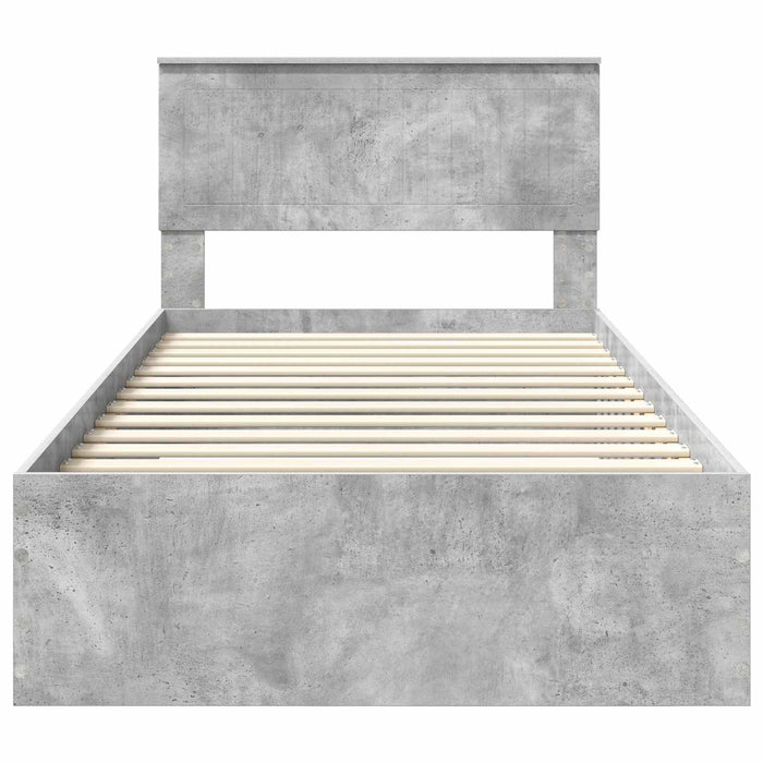 Cadru de pat cu sertar Gri din beton 100 x 200 cm Lemn compozit - WALTI WALTI