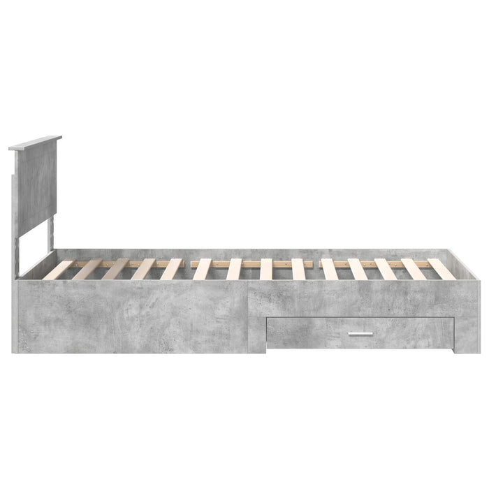 Cadru de pat cu sertar Gri din beton 100 x 200 cm Lemn compozit - WALTI WALTI