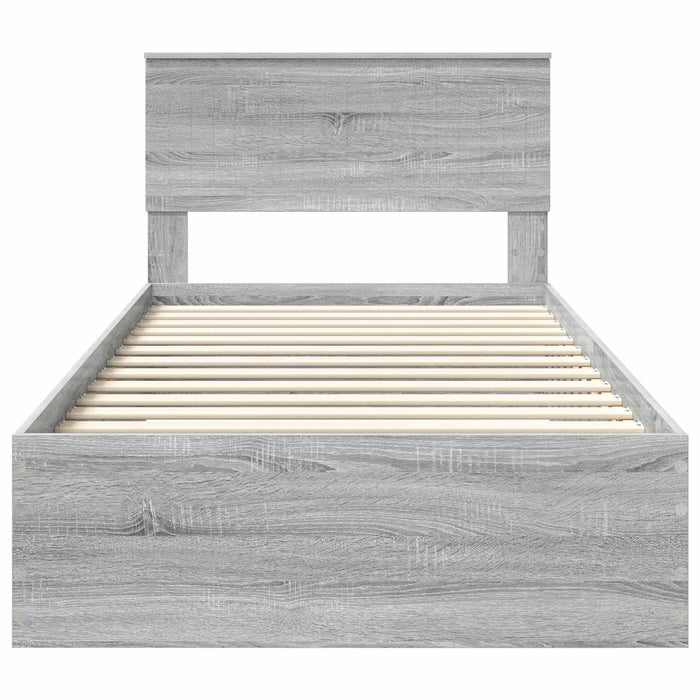Cadru de pat cu headboard Gri Sonoma 100 x 200 cm Lemn compozit - WALTI WALTI