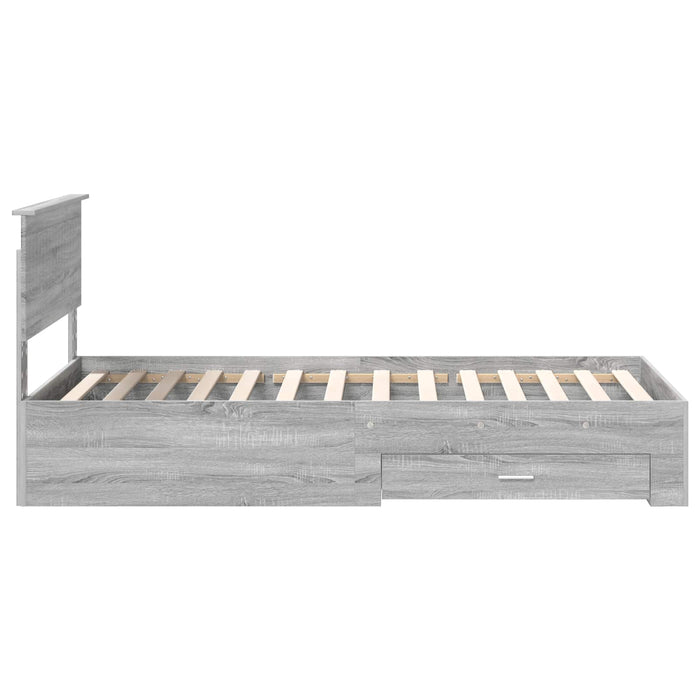 Cadru de pat cu headboard Gri Sonoma 100 x 200 cm Lemn compozit - WALTI WALTI