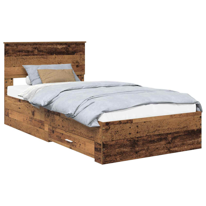 Cadru de pat cu headboard Lemn vechi 100 x 200 cm Lemn compozit - WALTI WALTI