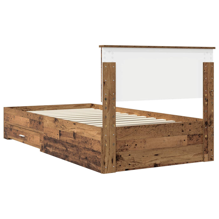 Cadru de pat cu headboard Lemn vechi 100 x 200 cm Lemn compozit - WALTI WALTI