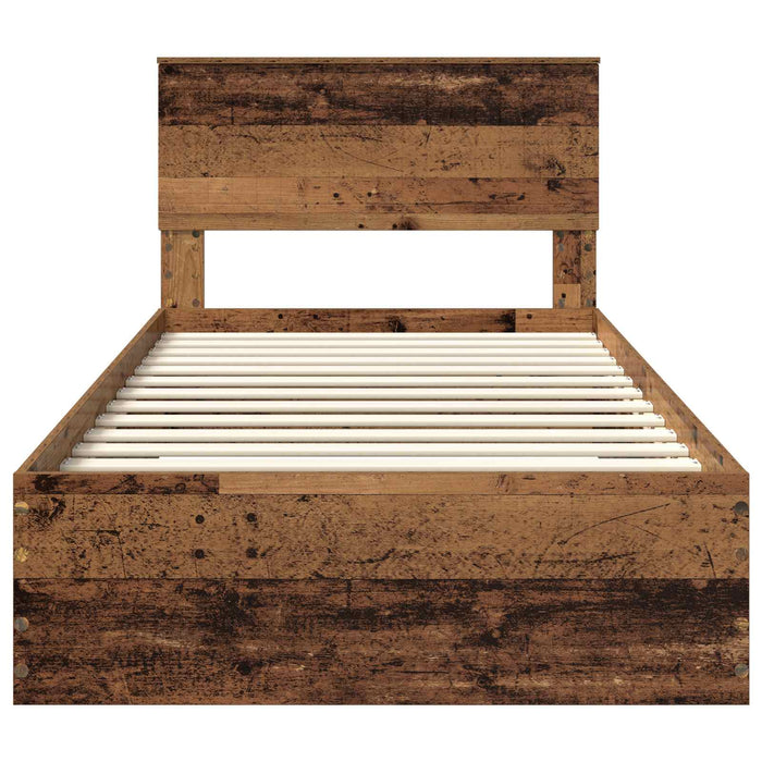 Cadru de pat cu headboard Lemn vechi 100 x 200 cm Lemn compozit - WALTI WALTI