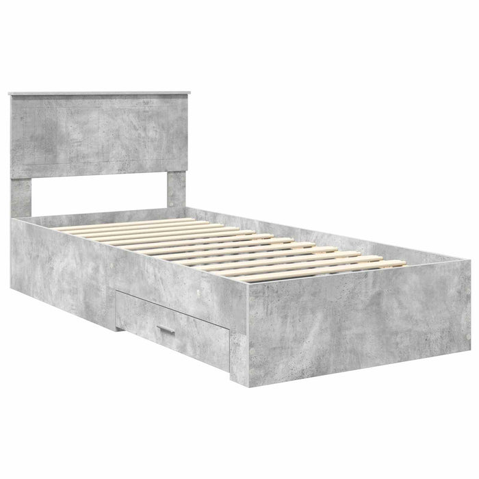 Cadru de pat cu sertar Gri din beton 90 x 200 cm Lemn compozit - WALTI WALTI