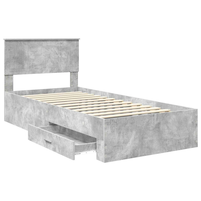 Cadru de pat cu sertar Gri din beton 90 x 200 cm Lemn compozit - WALTI WALTI