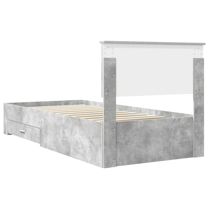 Cadru de pat cu sertar Gri din beton 90 x 200 cm Lemn compozit - WALTI WALTI