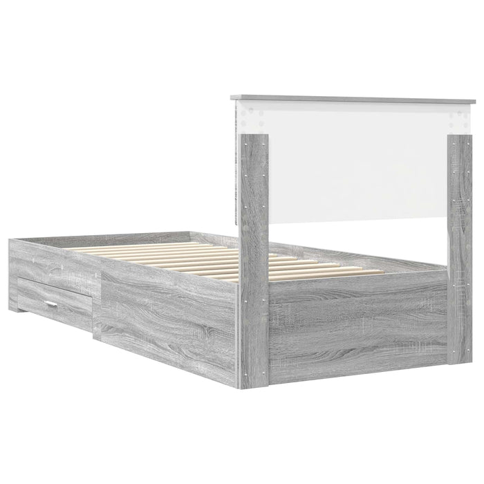 Cadru de pat cu headboard Gri Sonoma 90 x 200 cm Lemn compozit - WALTI WALTI