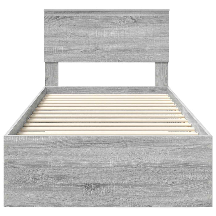 Cadru de pat cu headboard Gri Sonoma 90 x 200 cm Lemn compozit - WALTI WALTI