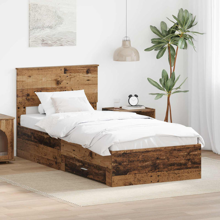 Cadru de pat cu headboard Lemn vechi 90 x 200 cm Lemn compozit - WALTI WALTI