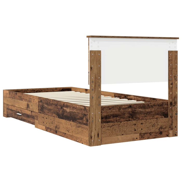 Cadru de pat cu headboard Lemn vechi 90 x 200 cm Lemn compozit - WALTI WALTI