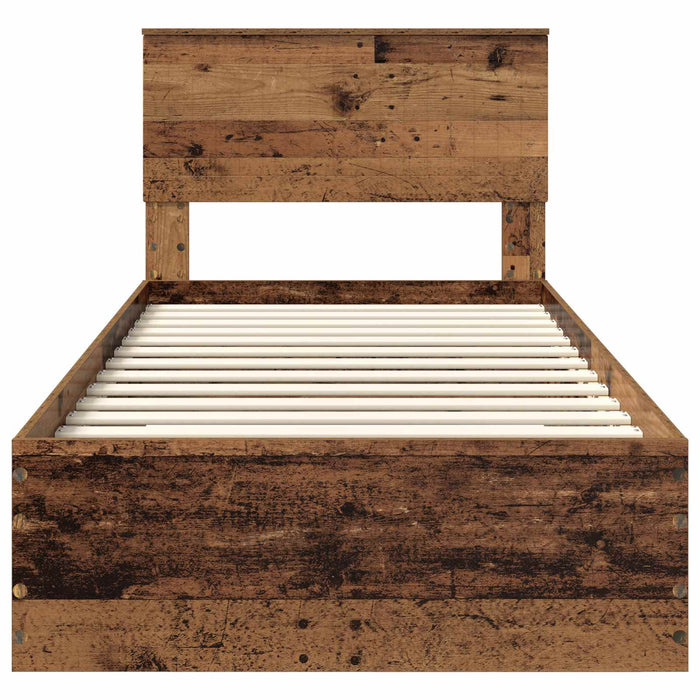 Cadru de pat cu headboard Lemn vechi 90 x 200 cm Lemn compozit - WALTI WALTI