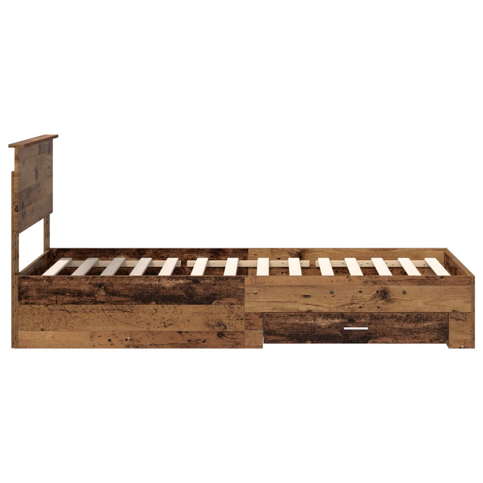 Cadru de pat cu headboard Lemn vechi 90 x 200 cm Lemn compozit - WALTI WALTI