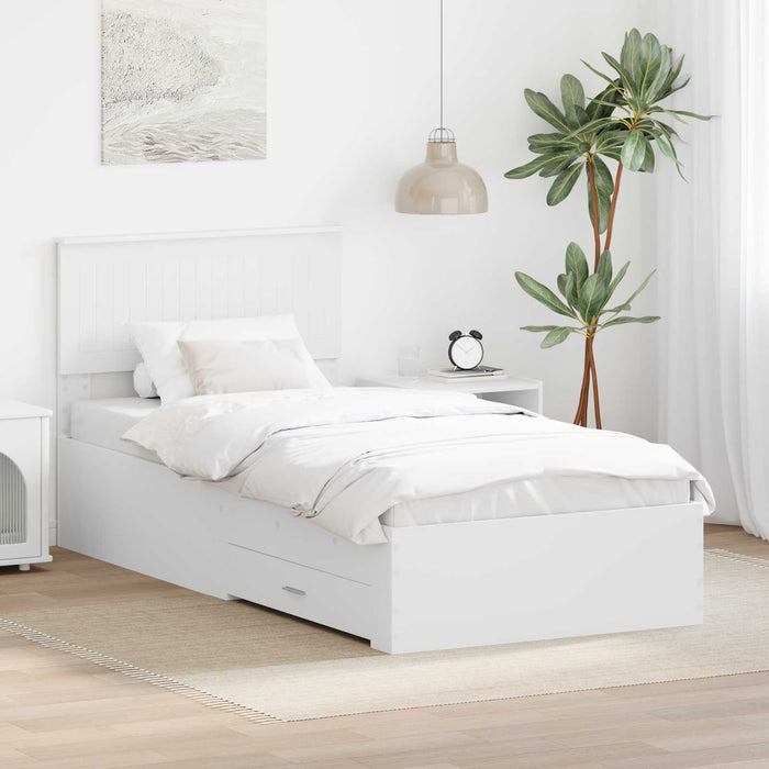 Cadru de pat cu headboard Alb 90 x 190 cm Lemn compozit - WALTI WALTI