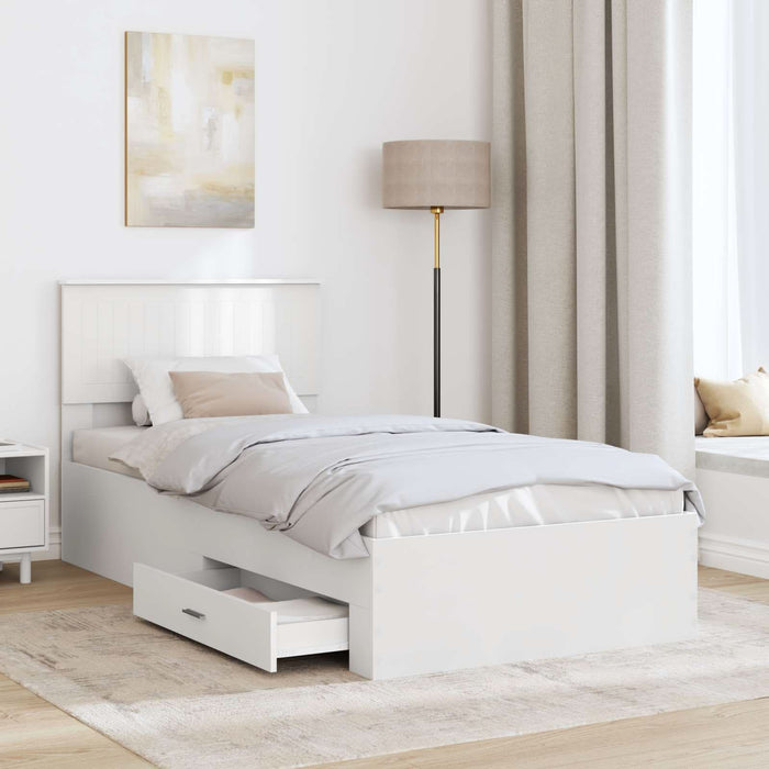 Cadru de pat cu headboard Alb 90 x 190 cm Lemn compozit - WALTI WALTI