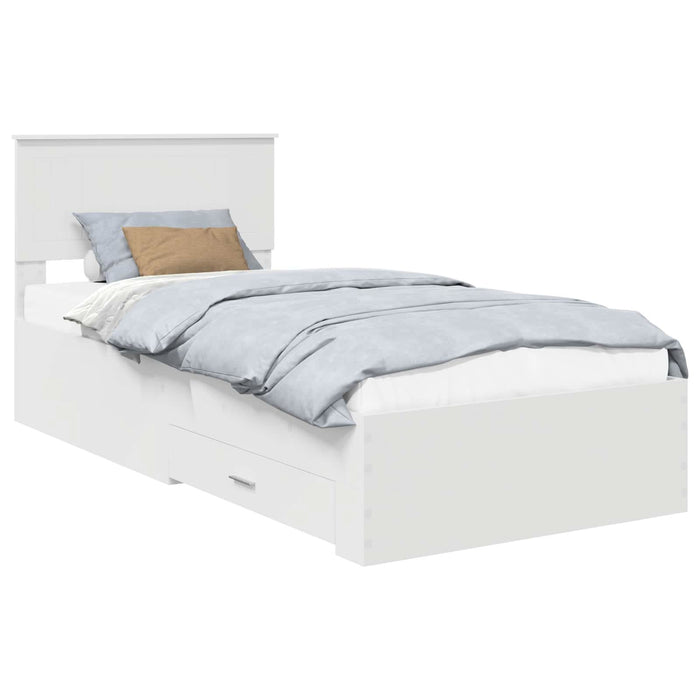 Cadru de pat cu headboard Alb 90 x 190 cm Lemn compozit - WALTI WALTI