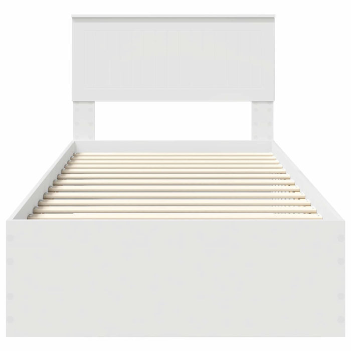 Cadru de pat cu headboard Alb 90 x 190 cm Lemn compozit - WALTI WALTI