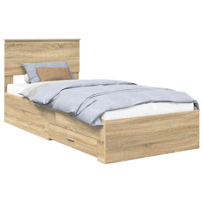 Cadru de pat cu sertar Stejar Sonoma 90 x 190 cm Lemn compozit - WALTI WALTI