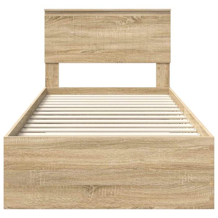 Cadru de pat cu sertar Stejar Sonoma 90 x 190 cm Lemn compozit - WALTI WALTI