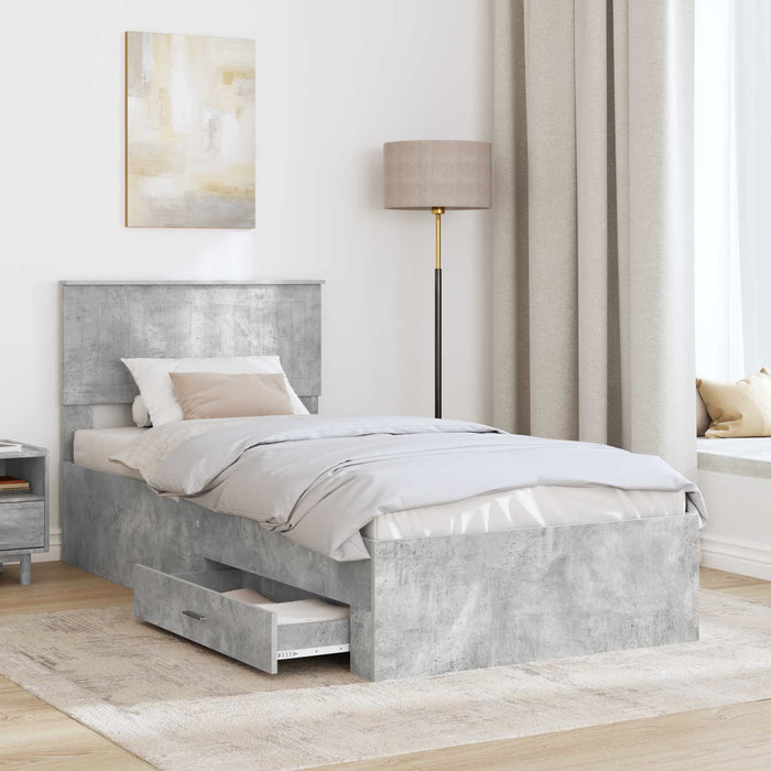 Cadru de pat cu sertar Gri din beton 90 x 190 cm Lemn compozit - WALTI WALTI