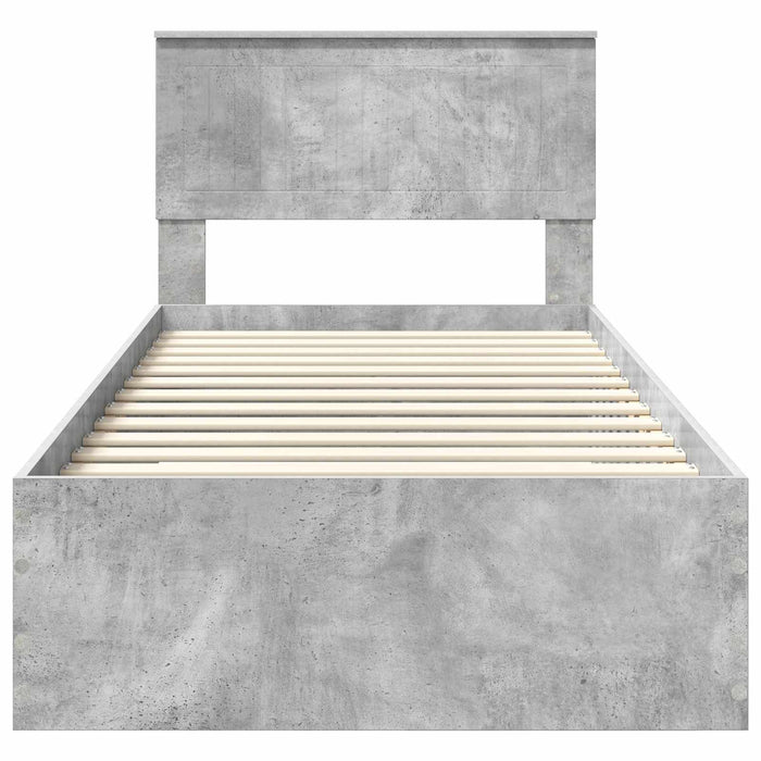 Cadru de pat cu sertar Gri din beton 90 x 190 cm Lemn compozit - WALTI WALTI