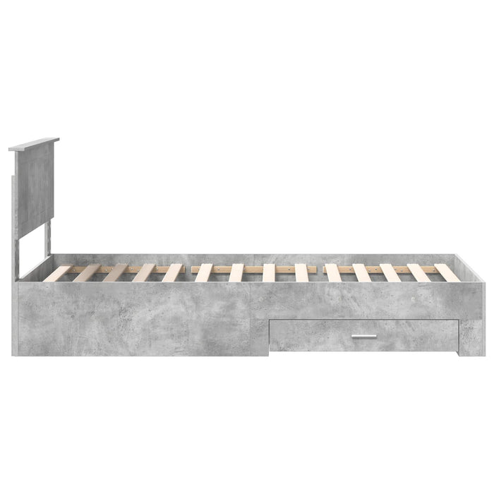 Cadru de pat cu sertar Gri din beton 90 x 190 cm Lemn compozit - WALTI WALTI