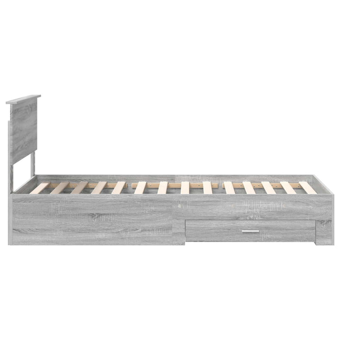 Cadru de pat cu headboard Gri Sonoma 90 x 190 cm Lemn compozit - WALTI WALTI