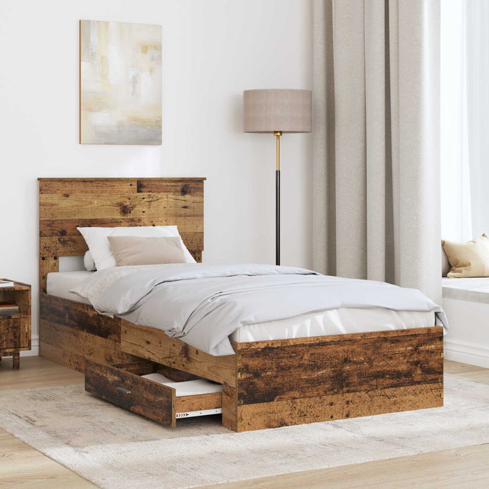 Cadru de pat cu headboard Lemn vechi 90 x 190 cm Lemn compozit - WALTI WALTI