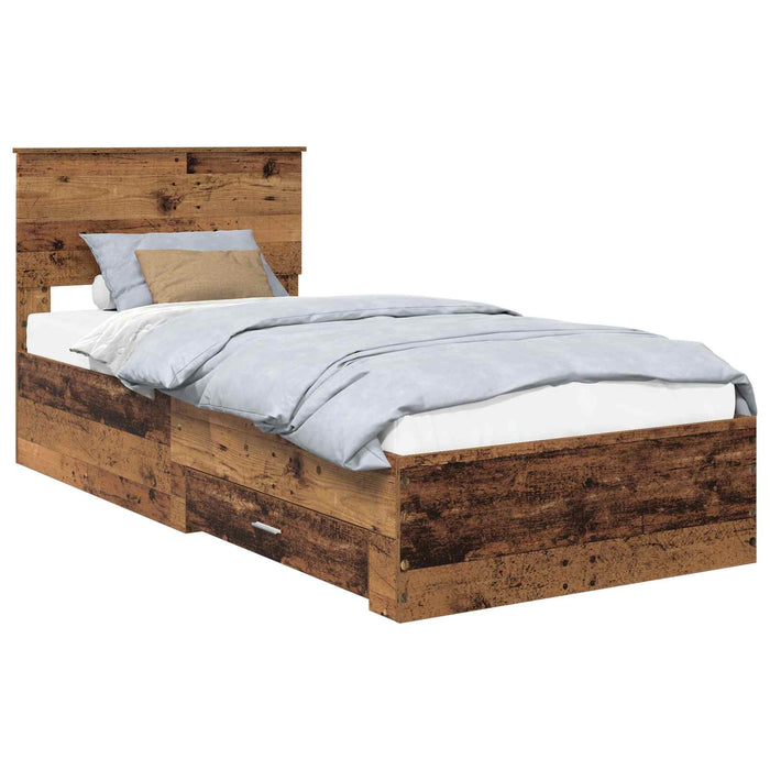 Cadru de pat cu headboard Lemn vechi 90 x 190 cm Lemn compozit - WALTI WALTI