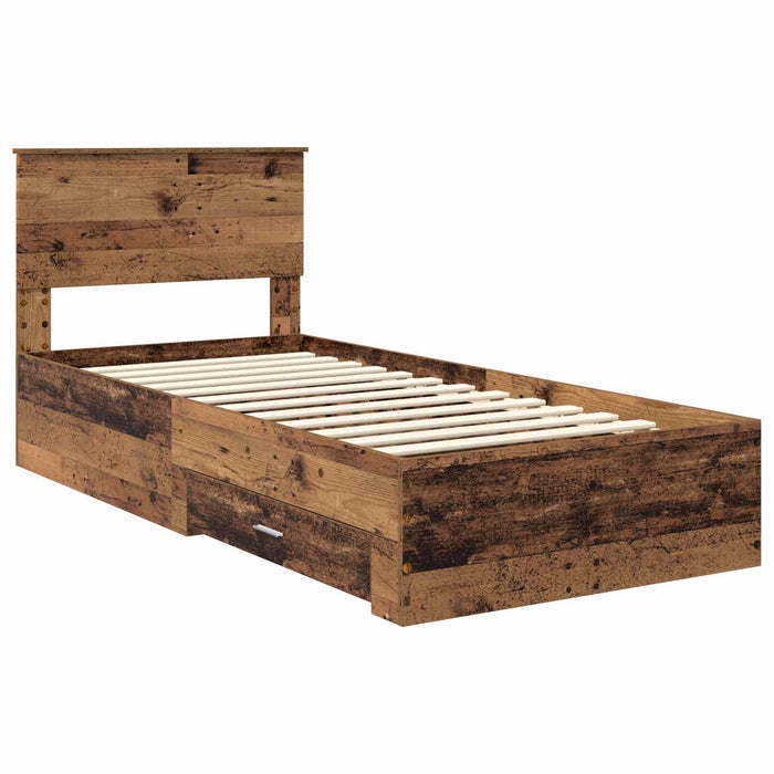 Cadru de pat cu headboard Lemn vechi 90 x 190 cm Lemn compozit - WALTI WALTI