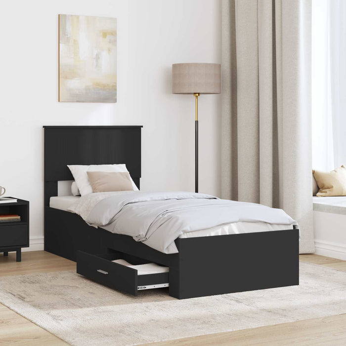 Cadru de pat Manual Negru și argintiu 75 x 190 cm Lemn compozit - WALTI WALTI