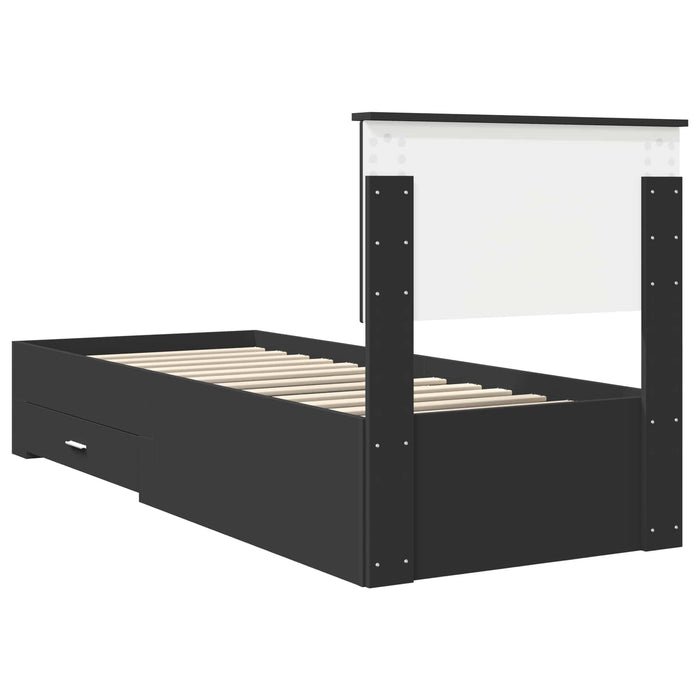 Cadru de pat Manual Negru și argintiu 75 x 190 cm Lemn compozit - WALTI WALTI