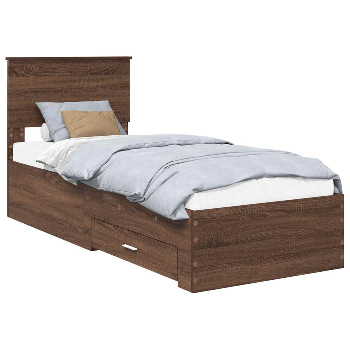 Cadru de pat cu sertar Stejar marron și argintiu 75 x 190 cm - WALTI WALTI