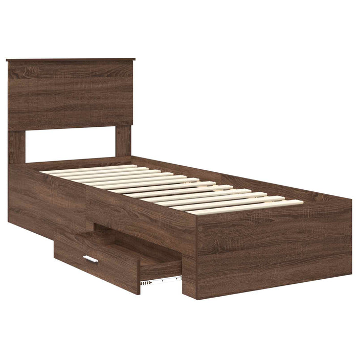 Cadru de pat cu sertar Stejar marron și argintiu 75 x 190 cm - WALTI WALTI