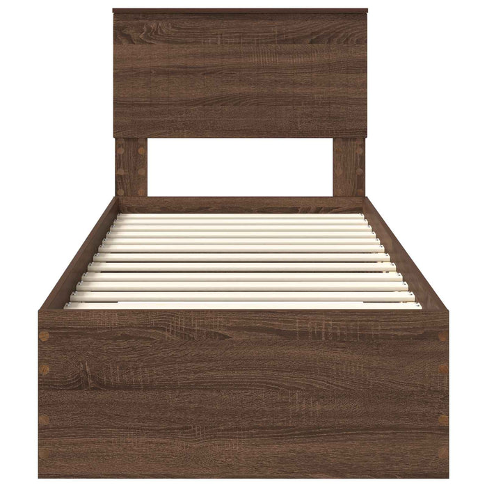Cadru de pat cu sertar Stejar marron și argintiu 75 x 190 cm - WALTI WALTI