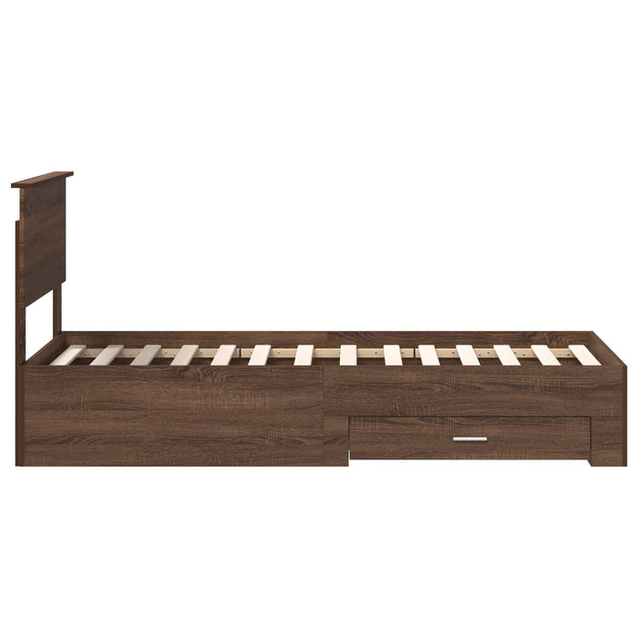 Cadru de pat cu sertar Stejar marron și argintiu 75 x 190 cm - WALTI WALTI