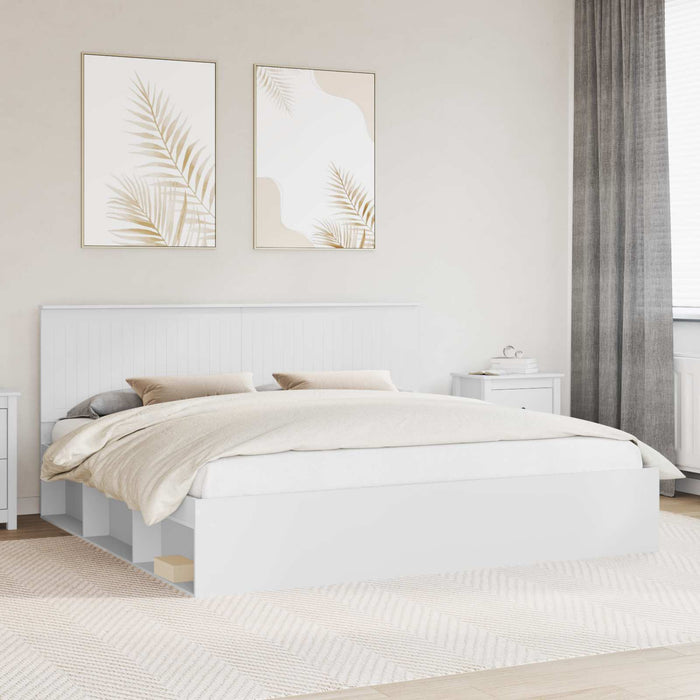 Cadru de pat cu headboard Alb 200 x 200 cm Lemn de pin masiv - WALTI WALTI