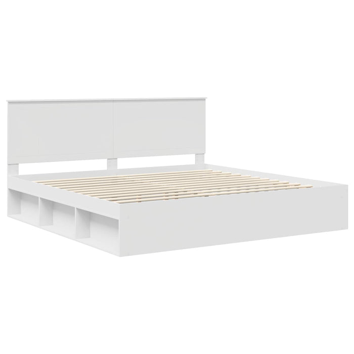 Cadru de pat cu headboard Alb 200 x 200 cm Lemn de pin masiv - WALTI WALTI