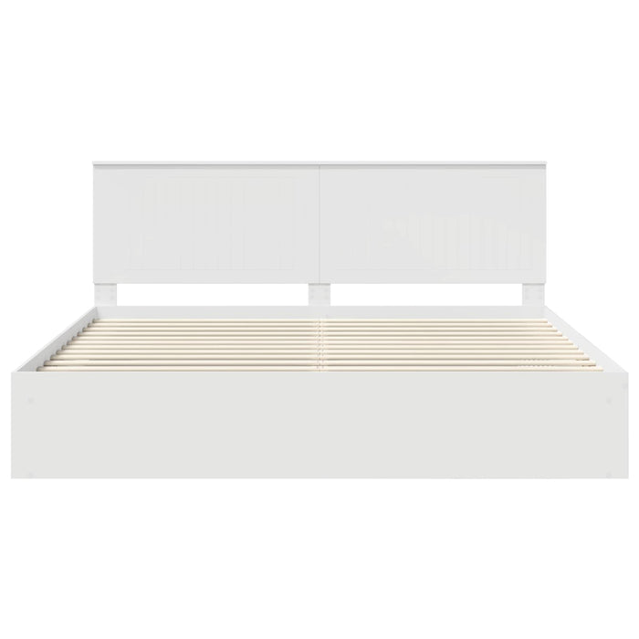 Cadru de pat cu headboard Alb 200 x 200 cm Lemn de pin masiv - WALTI WALTI
