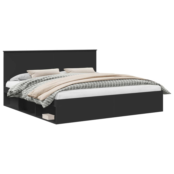 Cadru de pat cu headboard Negru 200 x 200 cm Lemn de pin masiv - WALTI WALTI