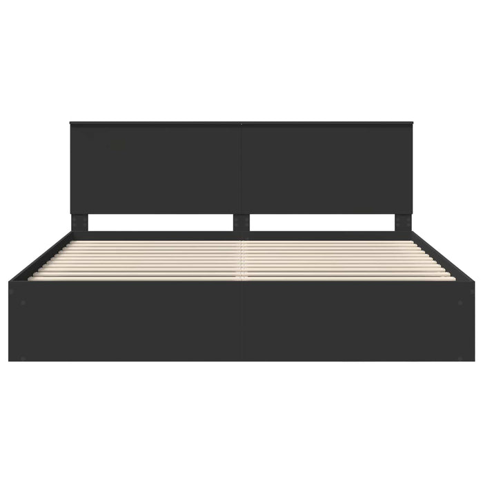 Cadru de pat cu headboard Negru 200 x 200 cm Lemn de pin masiv - WALTI WALTI