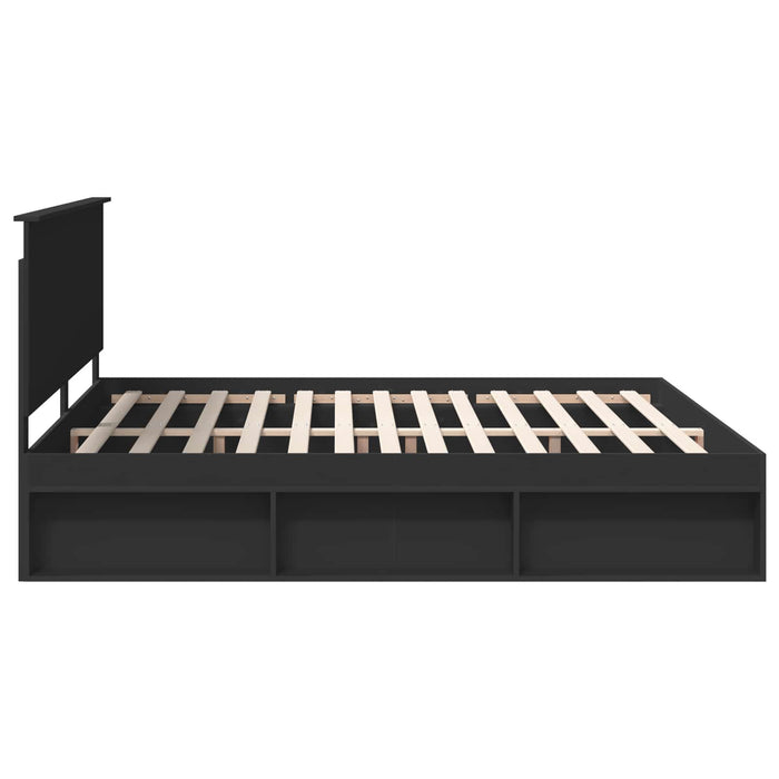 Cadru de pat cu headboard Negru 200 x 200 cm Lemn de pin masiv - WALTI WALTI
